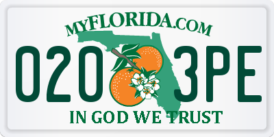 FL license plate 0203PE
