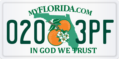 FL license plate 0203PF