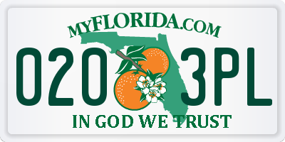 FL license plate 0203PL
