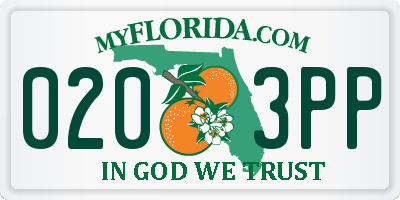 FL license plate 0203PP