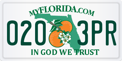 FL license plate 0203PR