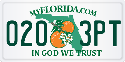 FL license plate 0203PT