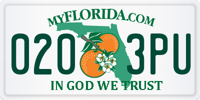 FL license plate 0203PU