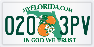 FL license plate 0203PV