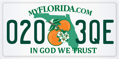 FL license plate 0203QE