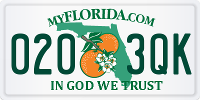 FL license plate 0203QK