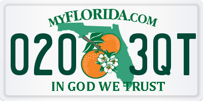 FL license plate 0203QT