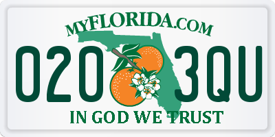 FL license plate 0203QU