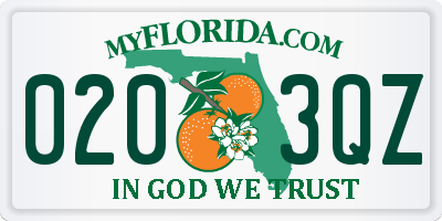 FL license plate 0203QZ