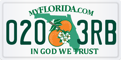 FL license plate 0203RB