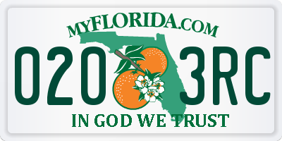 FL license plate 0203RC
