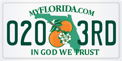 FL license plate 0203RD