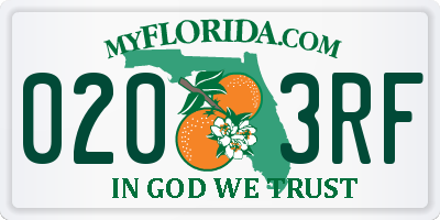FL license plate 0203RF