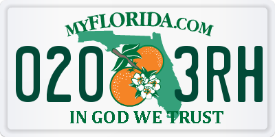 FL license plate 0203RH