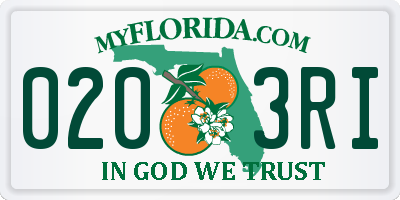 FL license plate 0203RI