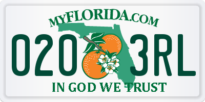 FL license plate 0203RL