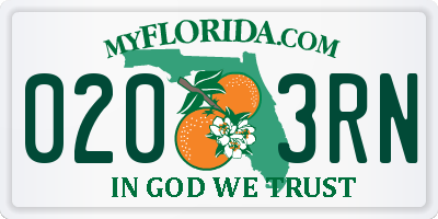 FL license plate 0203RN