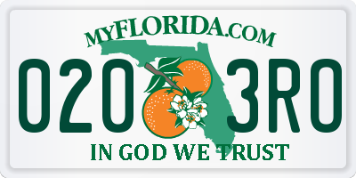FL license plate 0203RO