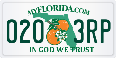 FL license plate 0203RP