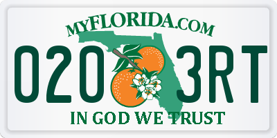 FL license plate 0203RT