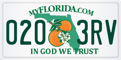 FL license plate 0203RV
