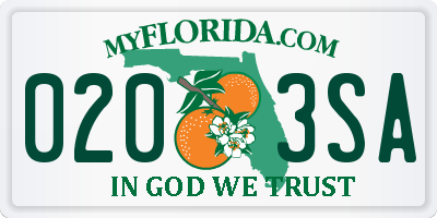 FL license plate 0203SA