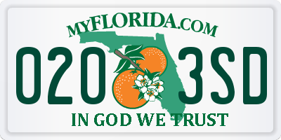 FL license plate 0203SD
