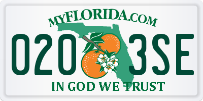 FL license plate 0203SE
