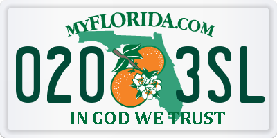 FL license plate 0203SL