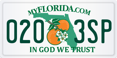 FL license plate 0203SP