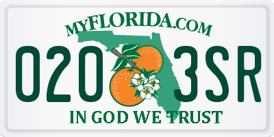 FL license plate 0203SR