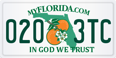 FL license plate 0203TC