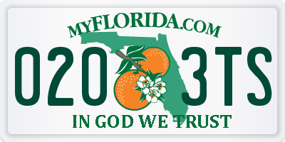 FL license plate 0203TS