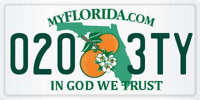 FL license plate 0203TY