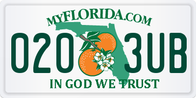 FL license plate 0203UB