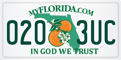 FL license plate 0203UC
