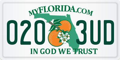 FL license plate 0203UD