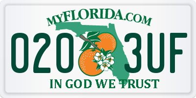 FL license plate 0203UF