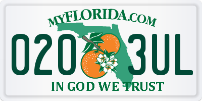FL license plate 0203UL