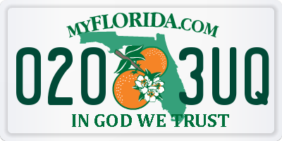 FL license plate 0203UQ