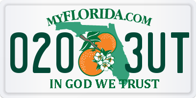 FL license plate 0203UT