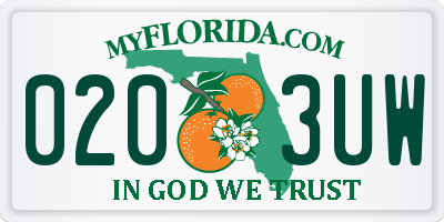 FL license plate 0203UW