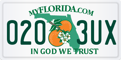 FL license plate 0203UX