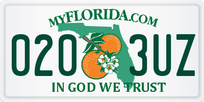 FL license plate 0203UZ