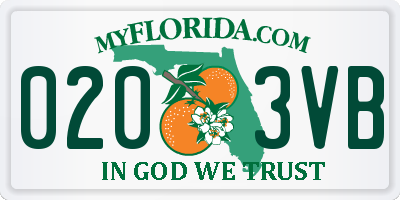 FL license plate 0203VB
