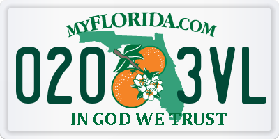 FL license plate 0203VL