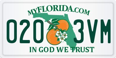 FL license plate 0203VM