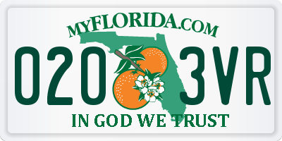 FL license plate 0203VR