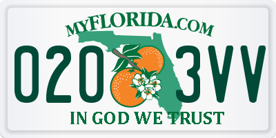 FL license plate 0203VV