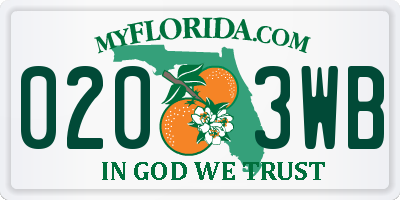 FL license plate 0203WB
